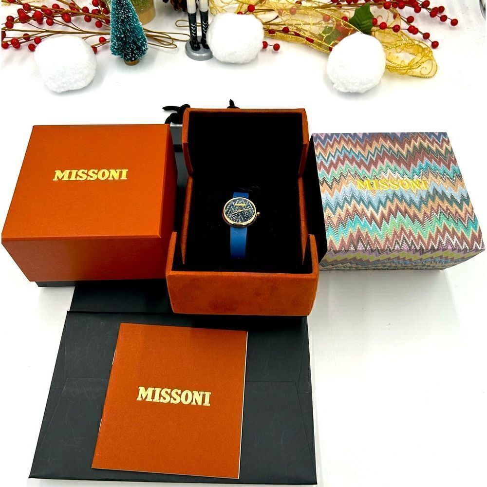 Women’s Missoni swiss M1 blue leather strap watch 29mm manufactured Switzerland